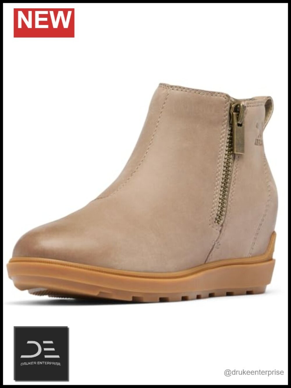 Sorel Evie II Zip Ankle Boots Leather Water Resistant Winter Boots Wedge Heel